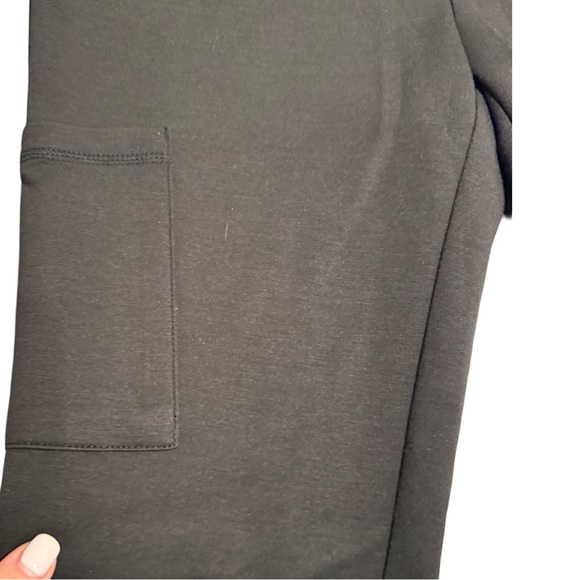 Jaanuu Zip Front Scrub Pants M Bootcut Flare Bottoms High Rise Ponte Knit Black - Picture 3 of 8